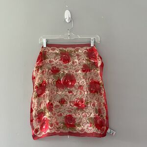 Symphony Scarves floral print square scarf red tan